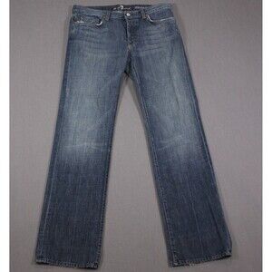 7 For All Mankind Jeans Mens Standard Straight Leg Button Fly Destressed 34X33